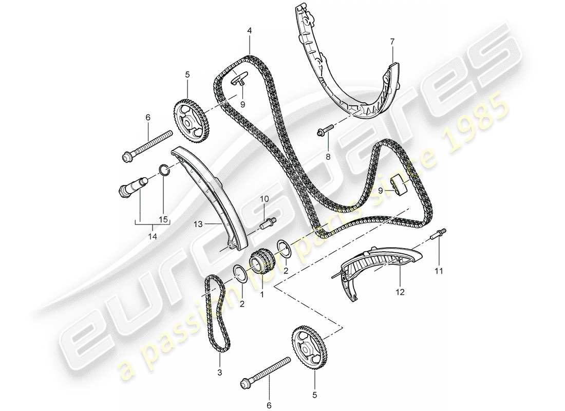 porsche 2010 (cayenne e1 9pa) timing chain part diagram