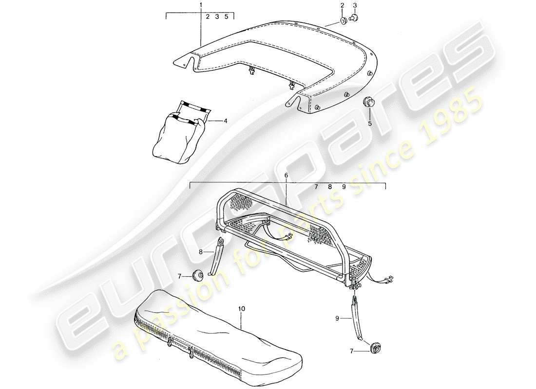 porsche 2002 (tequipment) boot cover part diagram