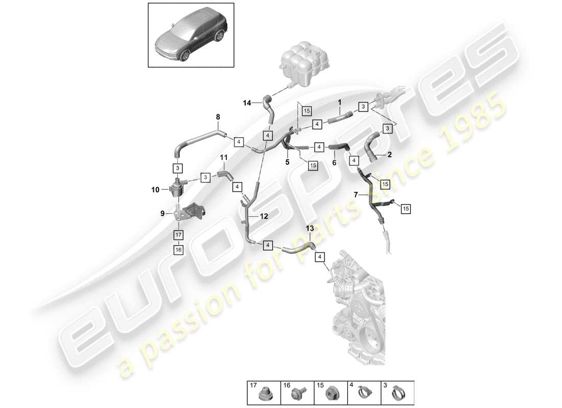porsche 2018 (cayenne e3 9ya/9yb) heater part diagram