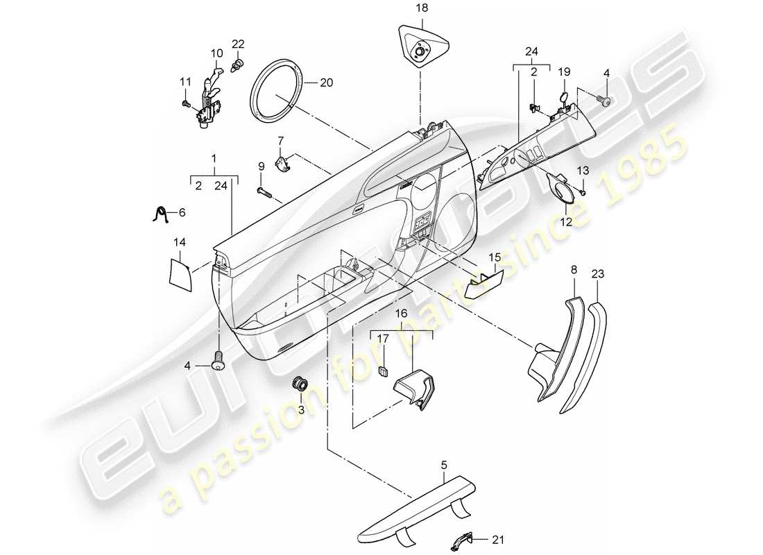 porsche 2007 (997-1 gt3) door panel part diagram