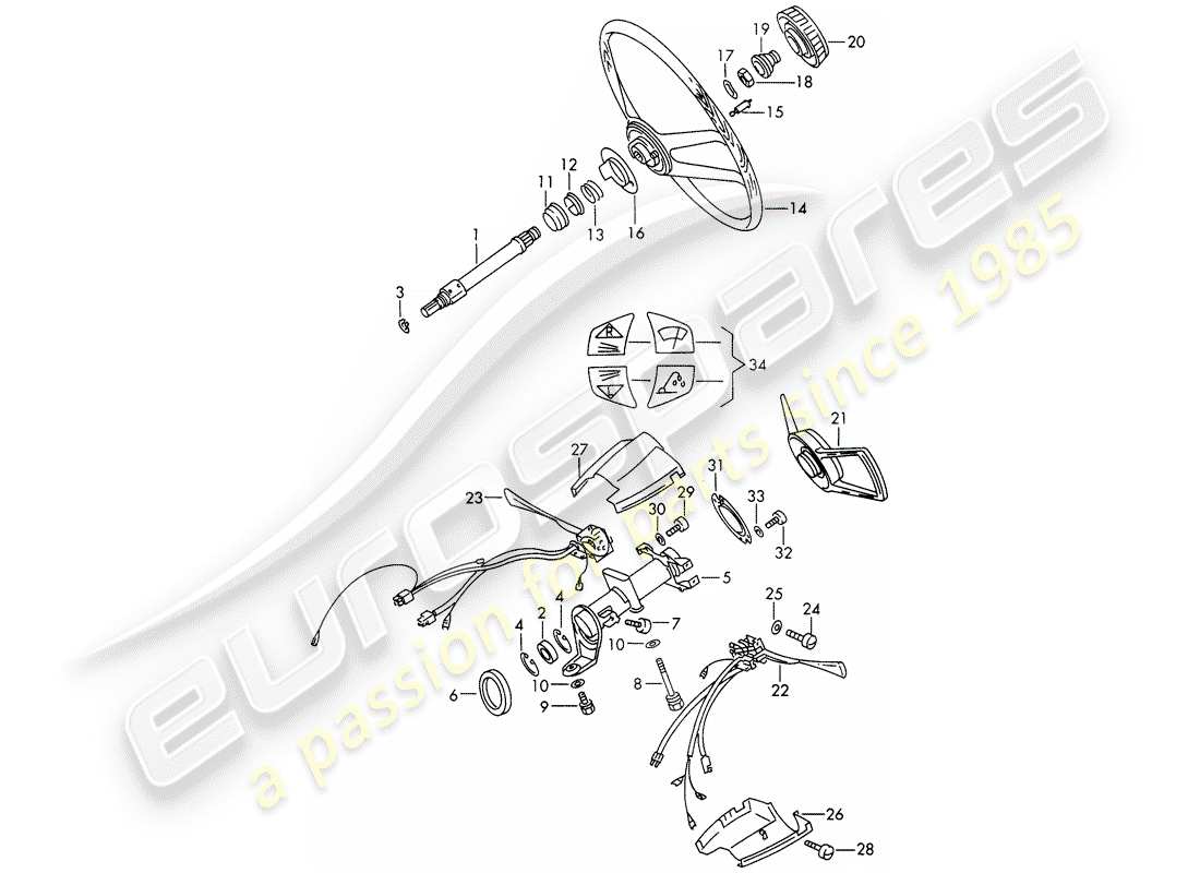 porsche 1968 (911/912) intermediate steering shaft - steering wheel - steering column switch - d - mj 1968>> - mj 1968 part diagram