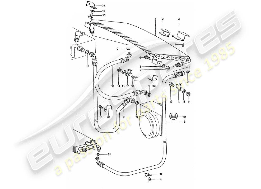 porsche 911 turbo (1977) air conditioner - capacitor - lines parts diagram