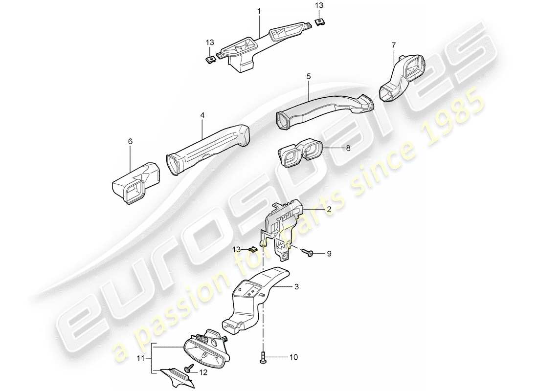 porsche 2008 (997-1 turbo / gt2) air distributor part diagram