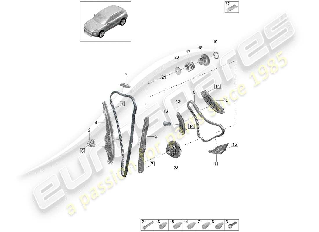 porsche 2020 (macan) timing chain parts diagram