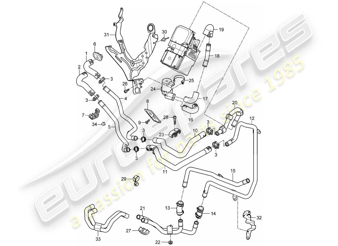 porsche 2010 (cayenne e1 9pa) heater part diagram