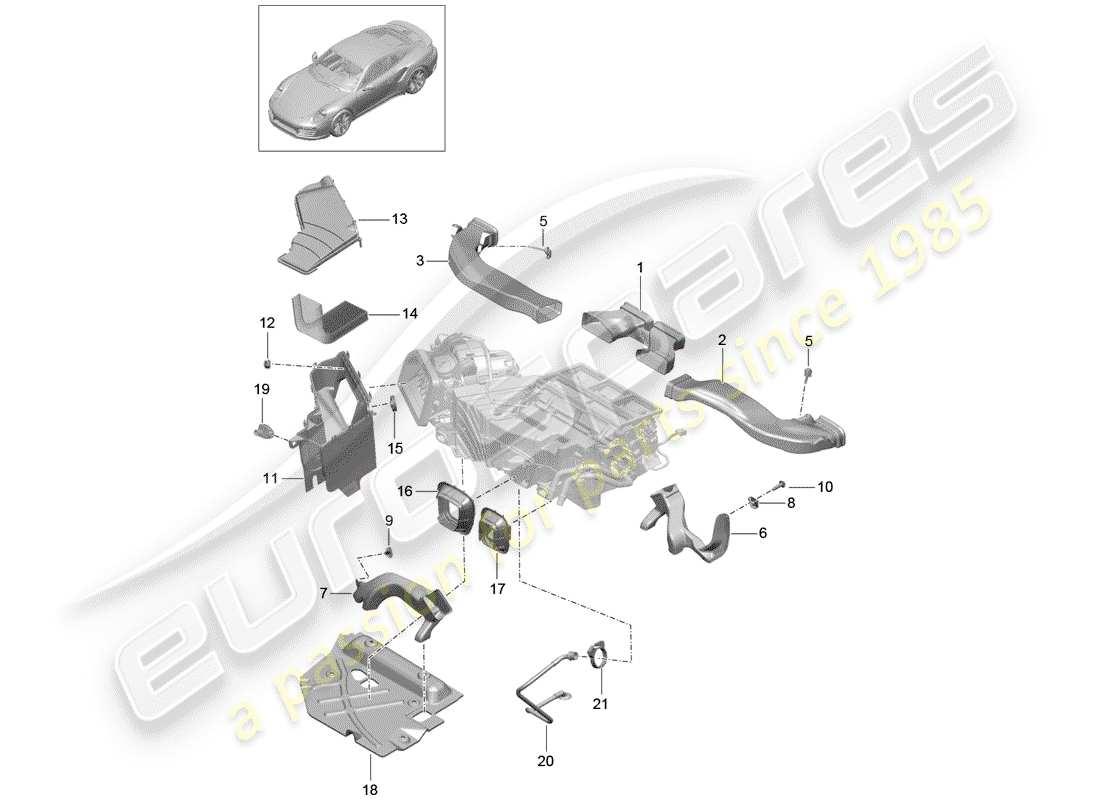 porsche 2016 (991-1 turbo) air duct part diagram