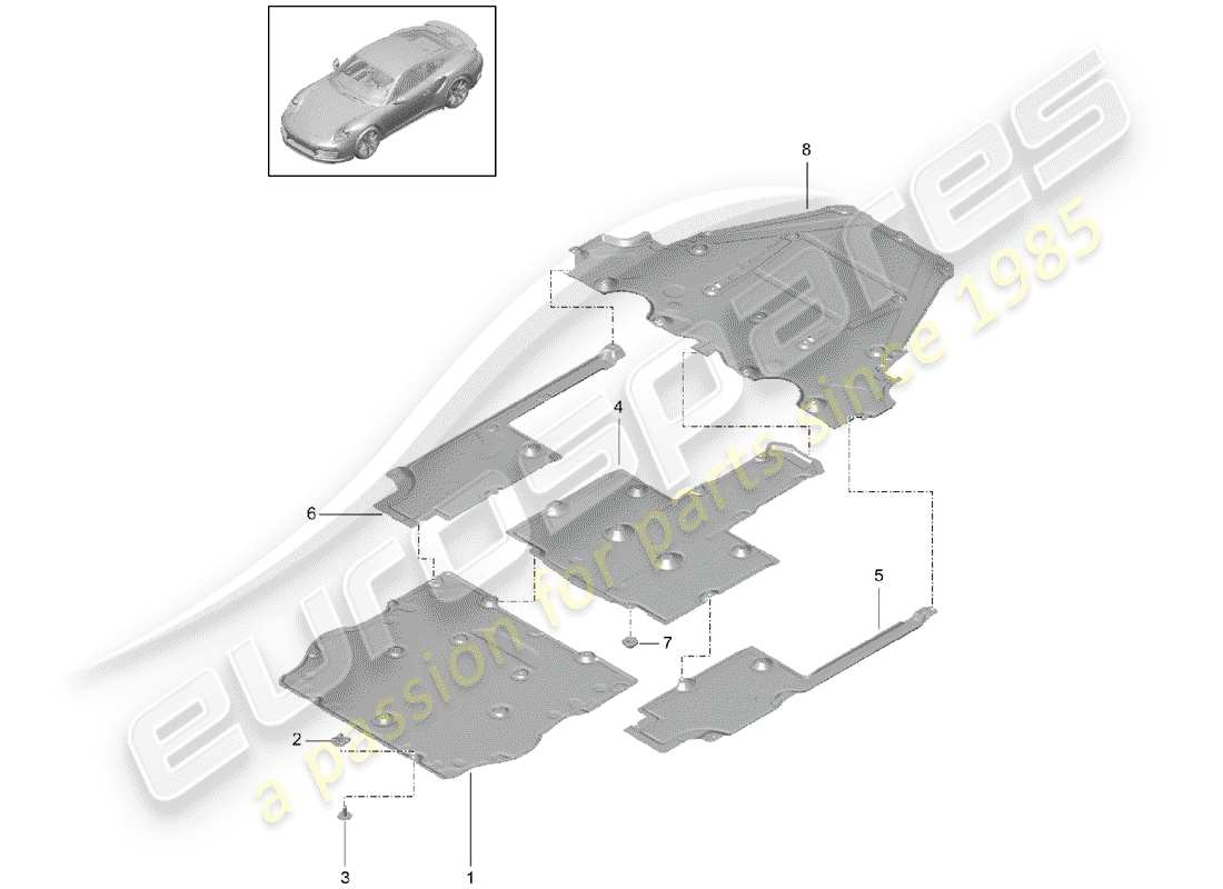 porsche 2016 (991-1 turbo) underbody part diagram