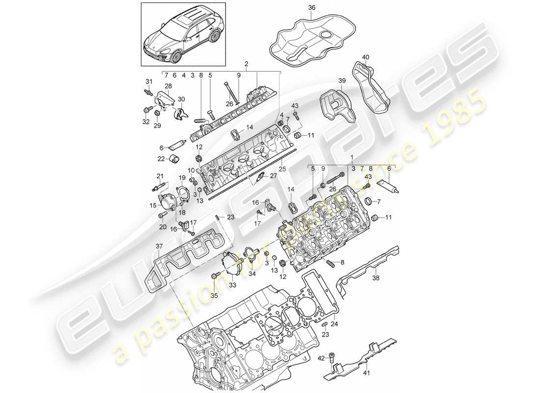 porsche 2017 (cayenne e2 92a) cylinder head part diagram