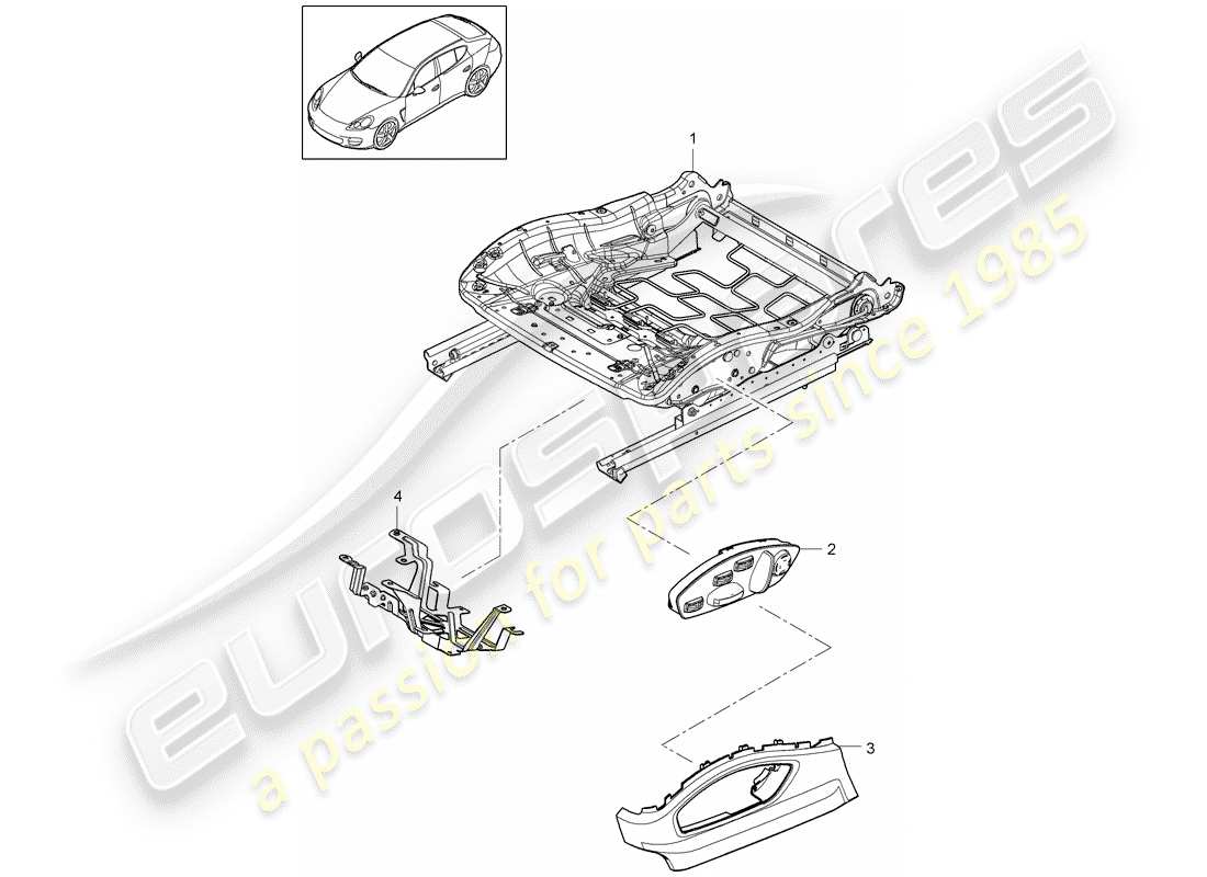 porsche panamera 970 (2014) seat frame parts diagram