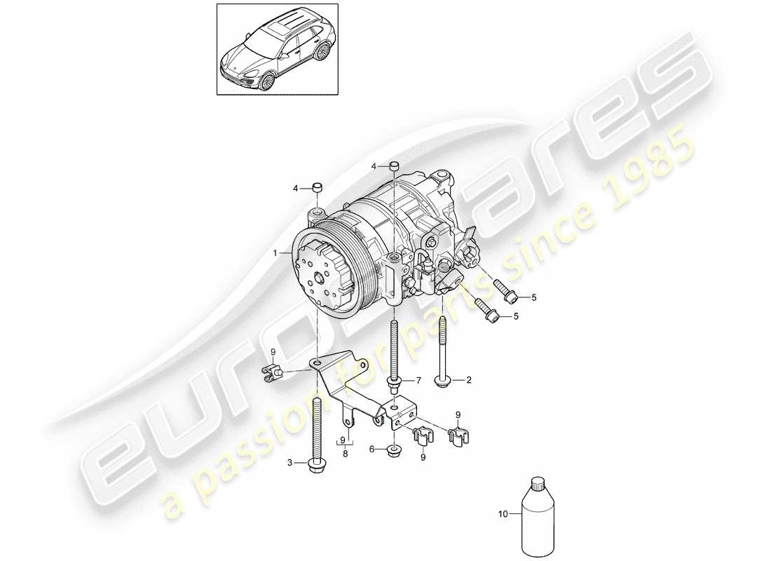 porsche 2011 (cayenne e2 92a) compressor part diagram