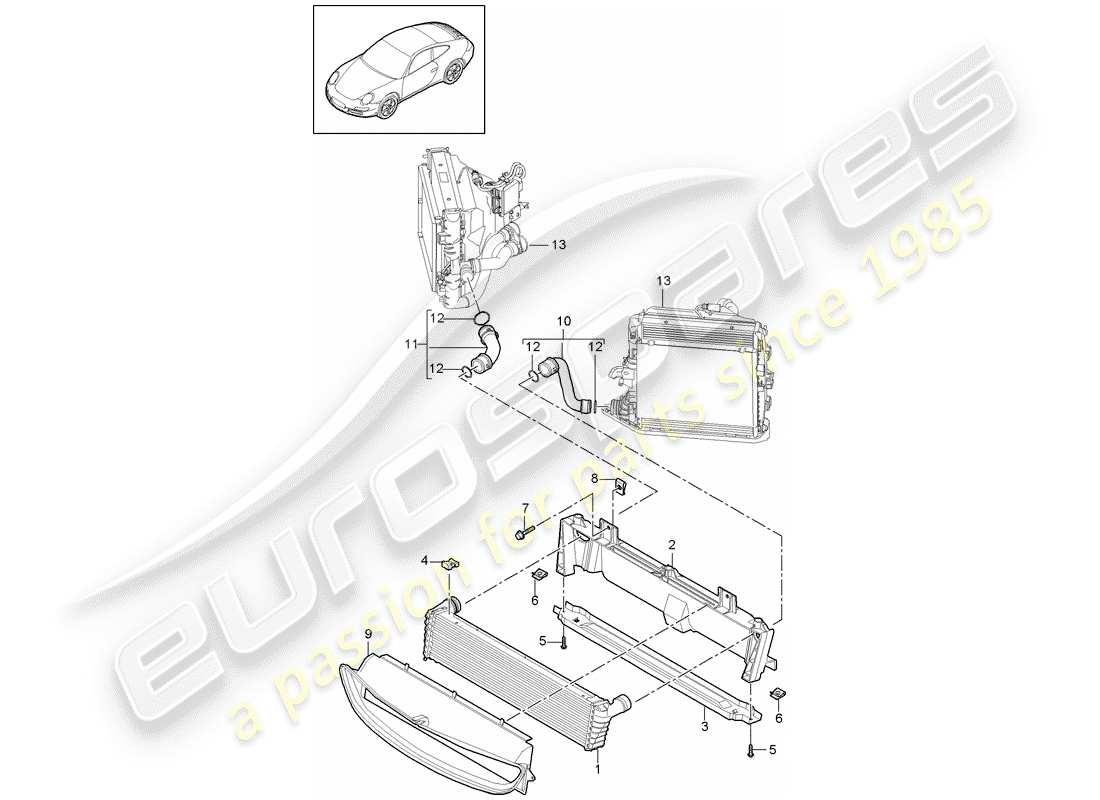 porsche 2012 (997-2) radiator part diagram