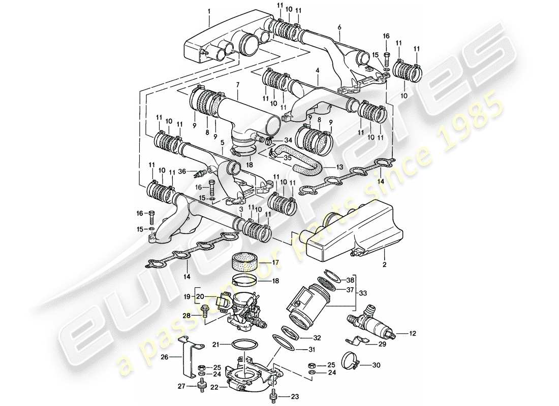 porsche 1985 (928) lh-jetronic - 1 - d - mj 1985>> part diagram