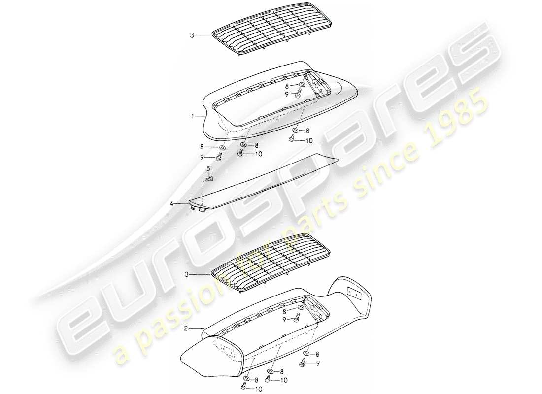 porsche 1998 (993) rear spoiler parts diagram