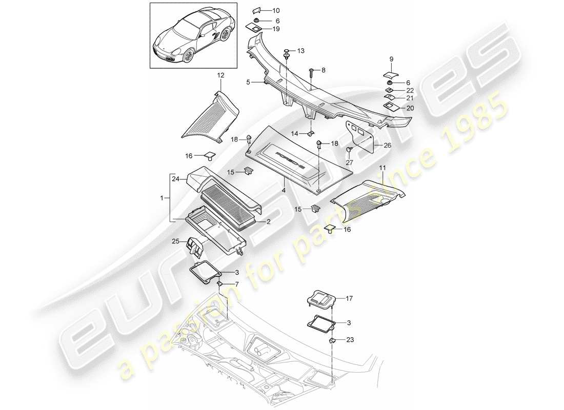 porsche 2008 (987 cayman) particulate filter part diagram