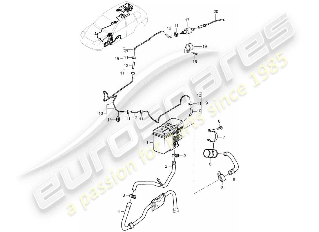 porsche cayenne (2003) additional heater part diagram