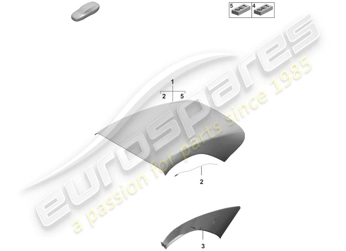 porsche 2019 (992-1) convertible top covering part diagram