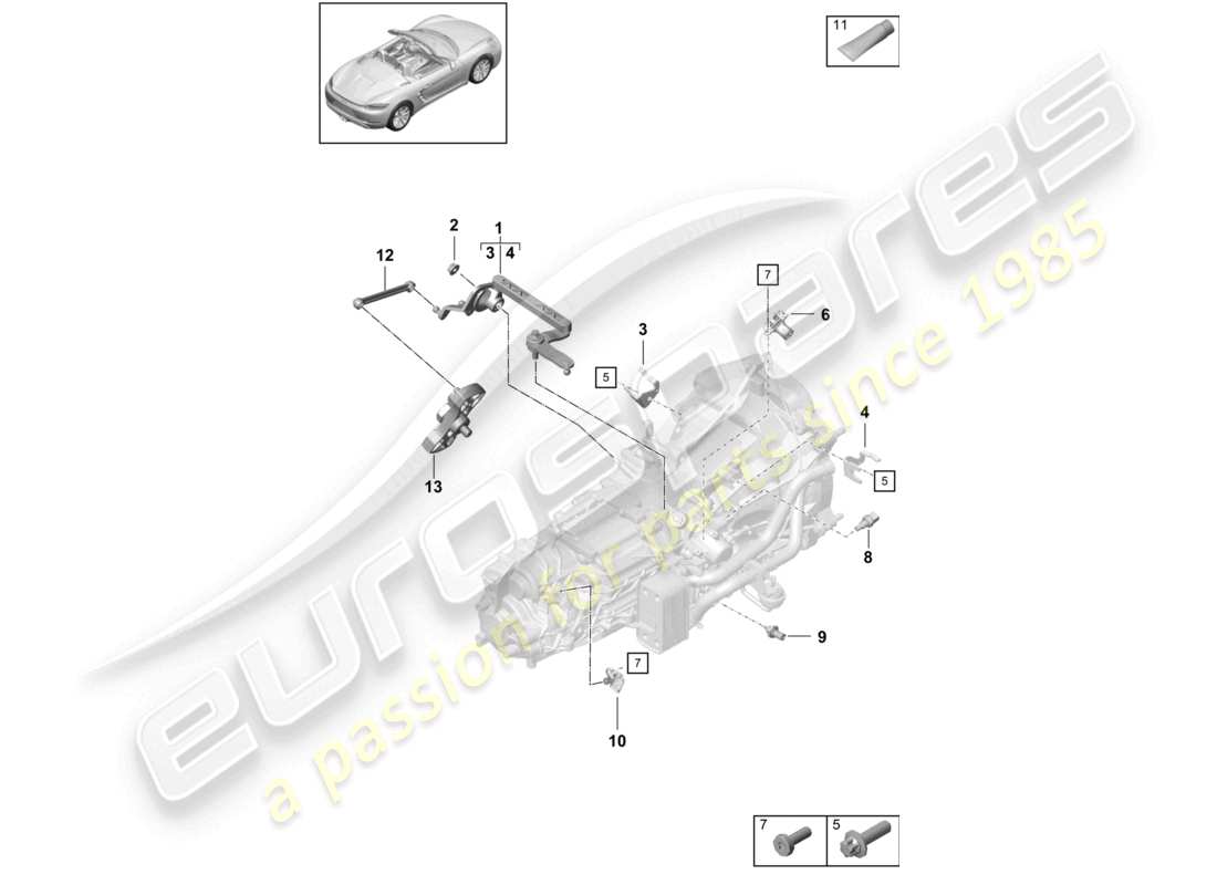 porsche 2020 (718 cayman) manual gearbox individual parts parts diagram