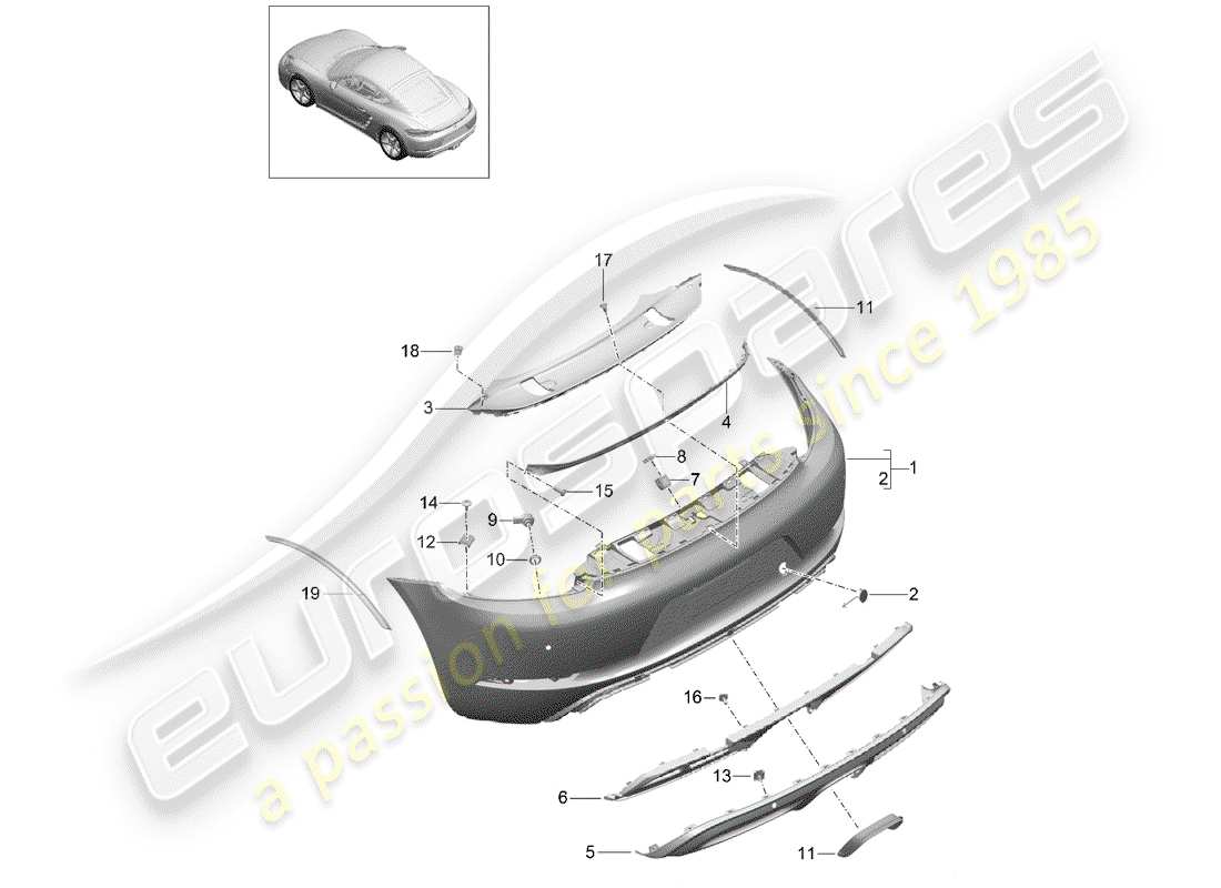 porsche 2020 (718 cayman) bumper part diagram