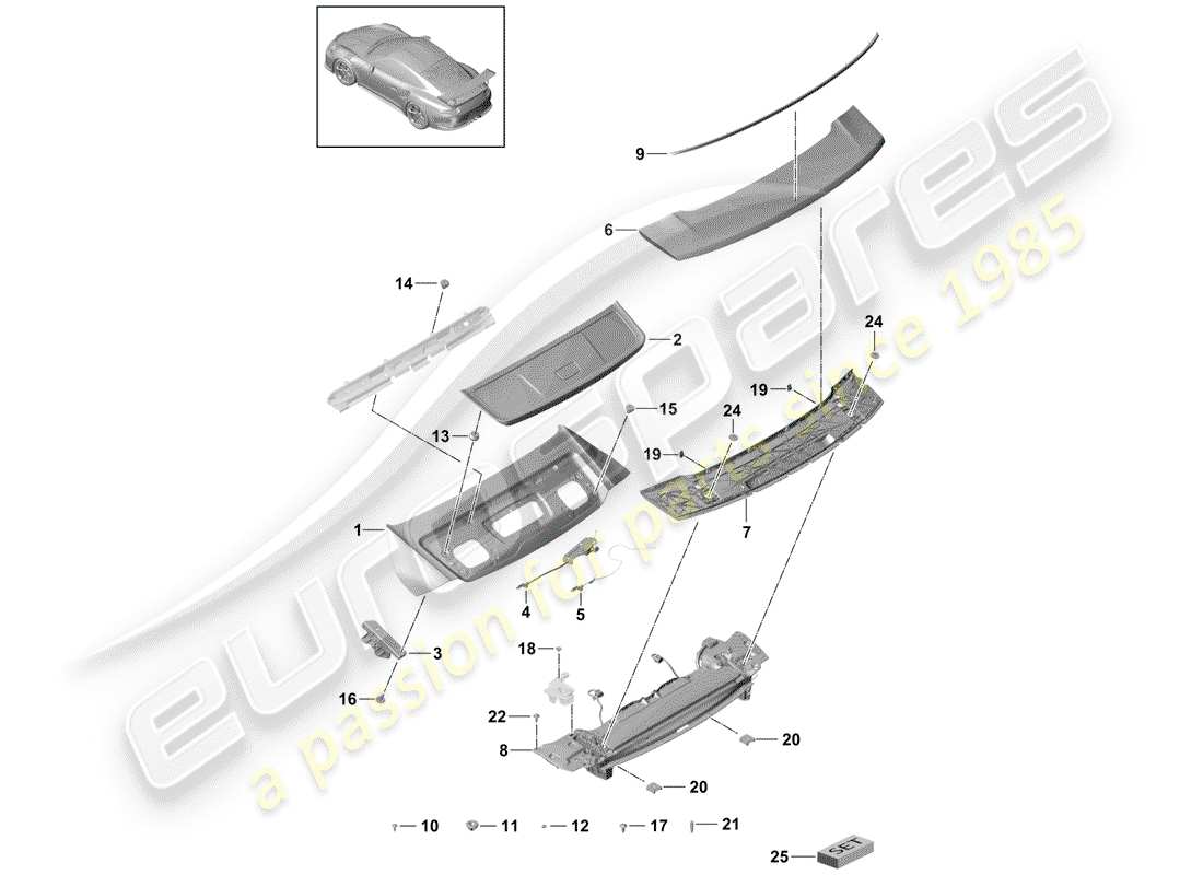 porsche 991r/gt3/rs (2018) cover part diagram