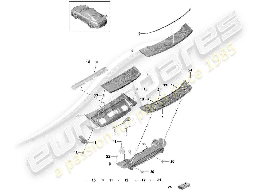 porsche 2019 (991-2 r/gt3/rs) cover part diagram