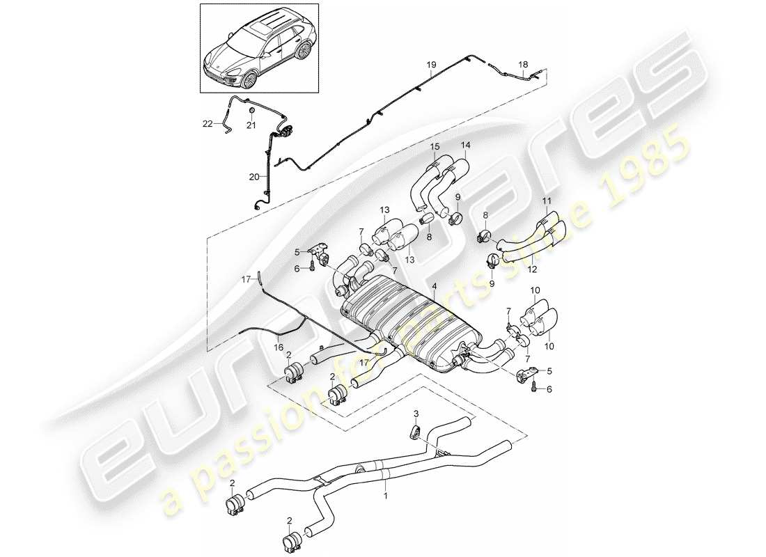 porsche 2017 (cayenne e2 92a) exhaust system part diagram
