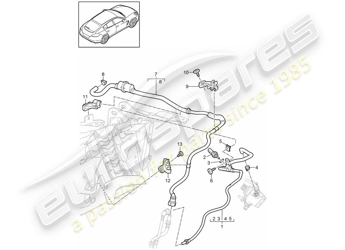 porsche panamera 970 (2010) fuel system parts diagram