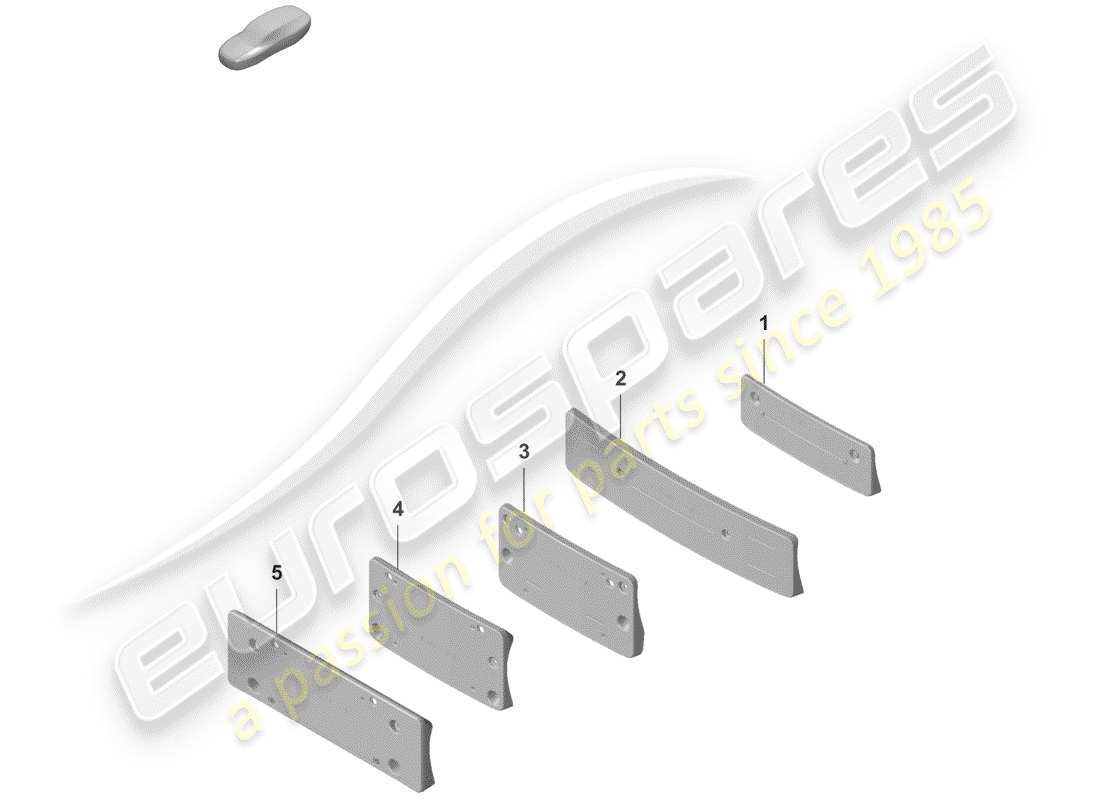 porsche 2019 (992-1) license plate bracket part diagram