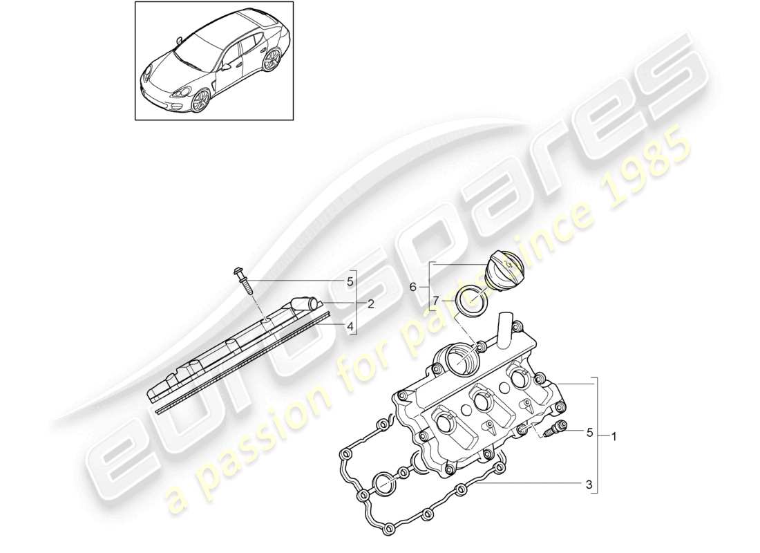 porsche 2010 (cayenne e1 9pa) valve cover parts diagram