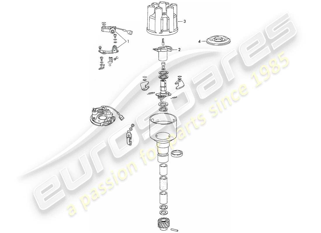 porsche 1970 (911) distributor - - bosch - part diagram