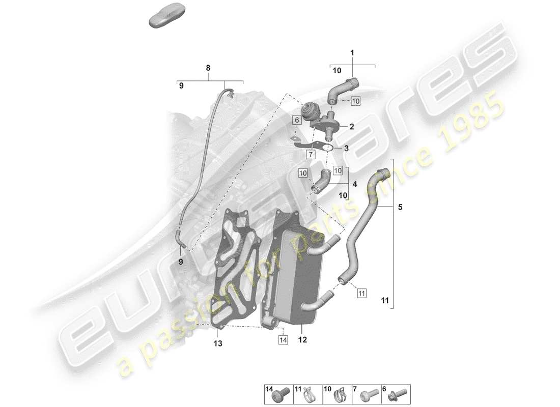 porsche 2019 (992-1) 8-speed dual clutch gearbox part diagram