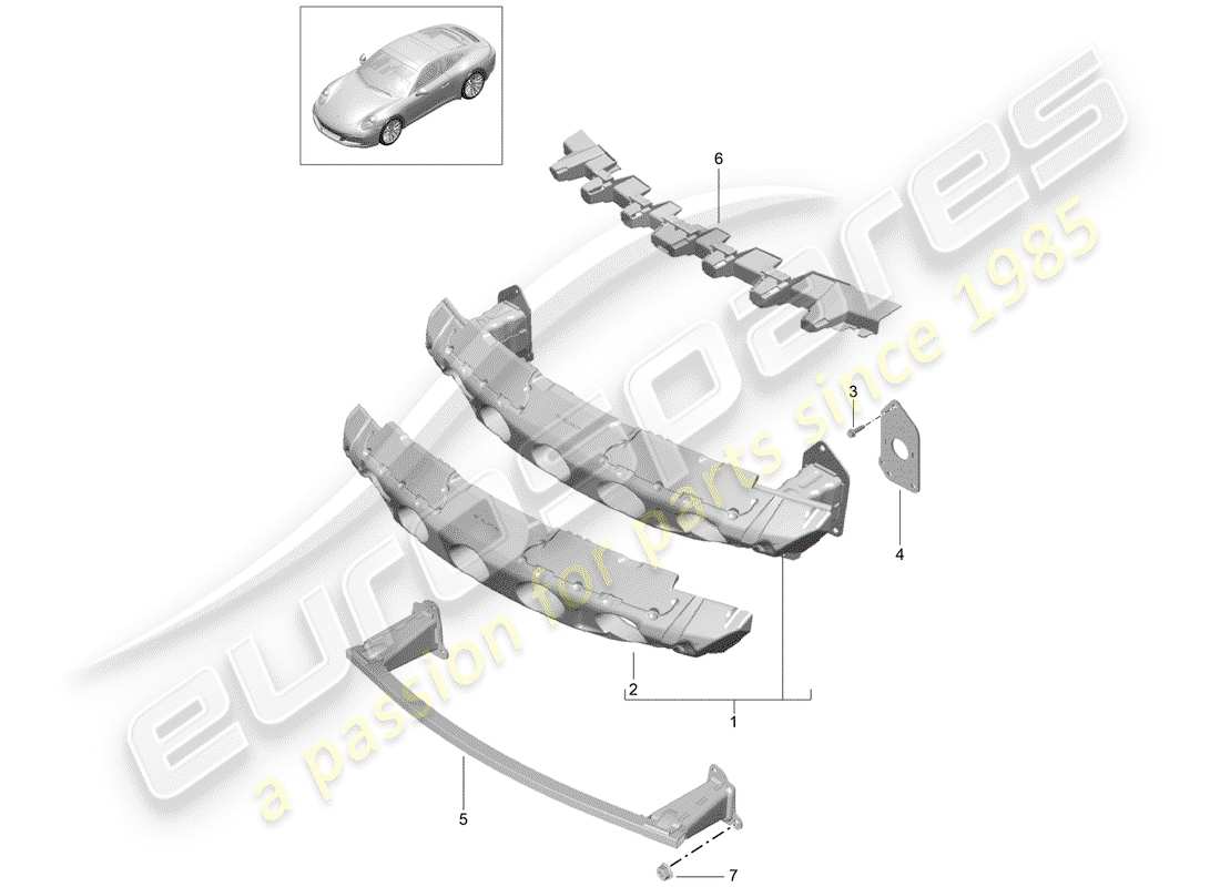 porsche 2020 (991-2) bumper bracket part diagram