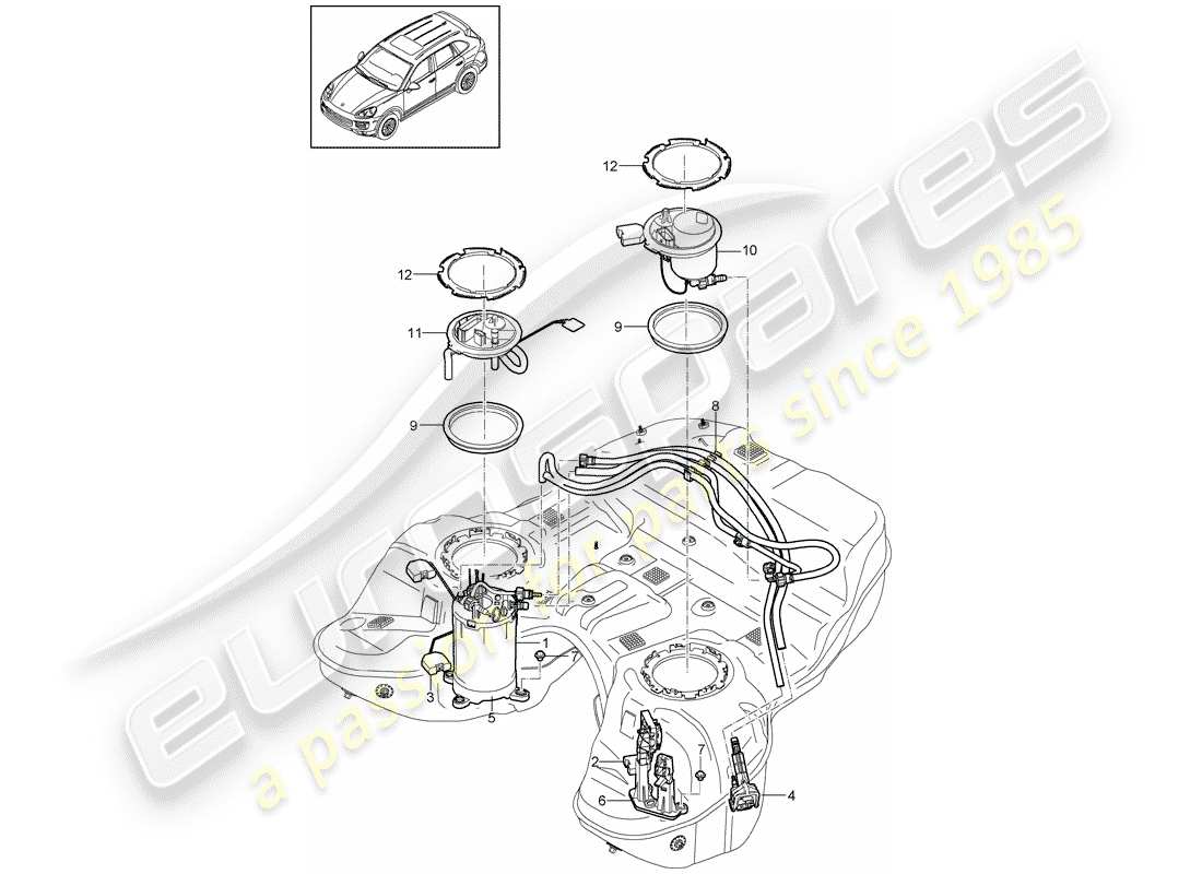 porsche 2014 (cayenne e2 92a) fuel tank part diagram