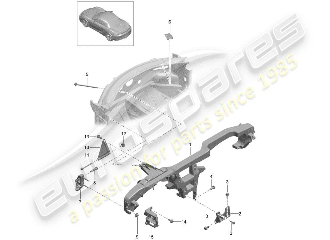 porsche 2016 (981 boxster spyder) retaining frame part diagram