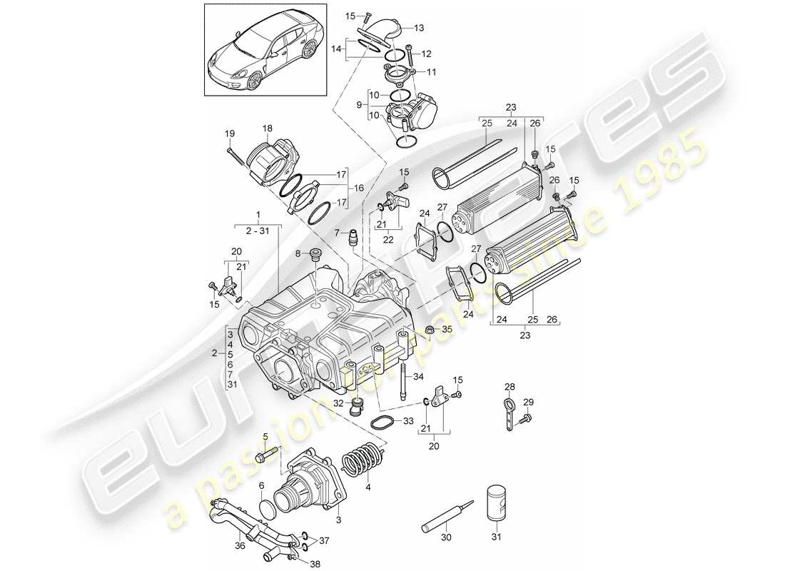 porsche panamera 970 (2010) compressor parts diagram