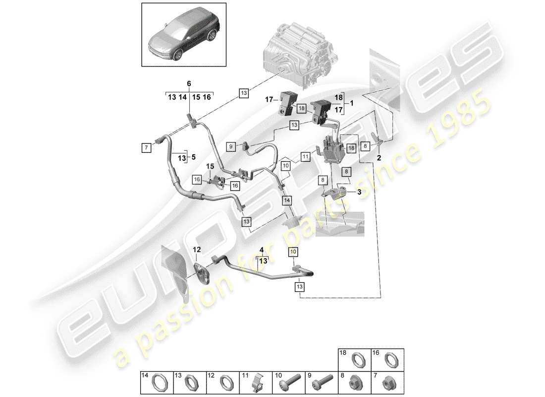 porsche cayenne e3 (2018) refrigerant circuit parts diagram