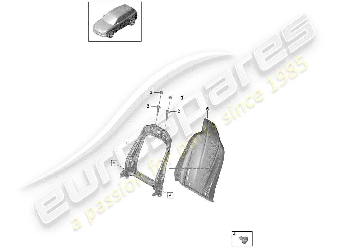 porsche cayenne e3 (2020) frame - backrest parts diagram