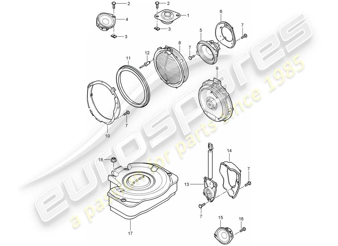 porsche 2010 (cayenne e1 9pa) loudspeaker part diagram