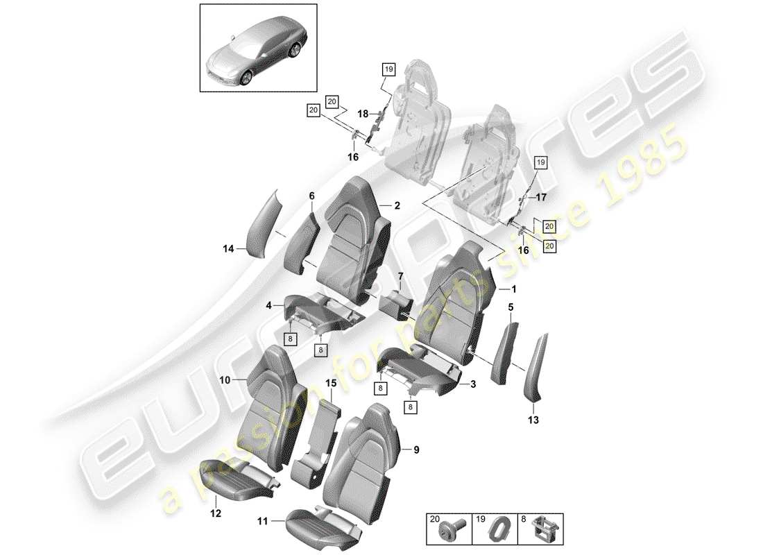 porsche 2017 (panamera 971-1) seat part diagram