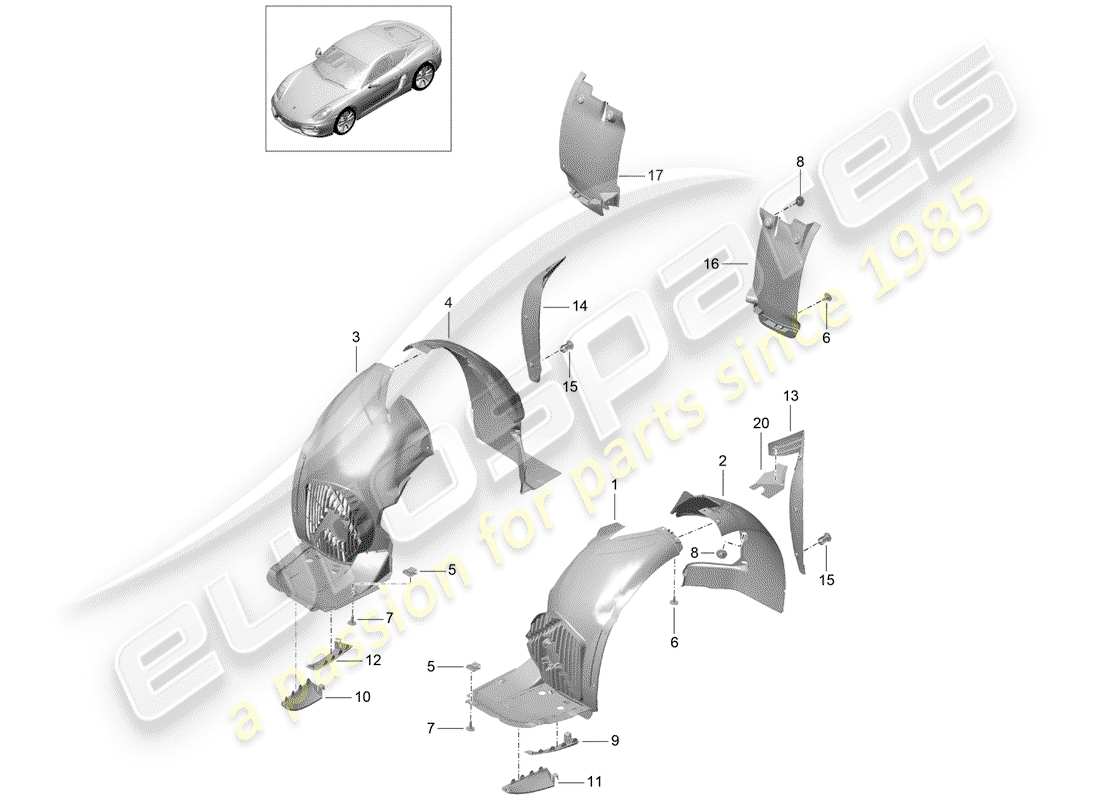 porsche 2014 (981 cayman) trims part diagram