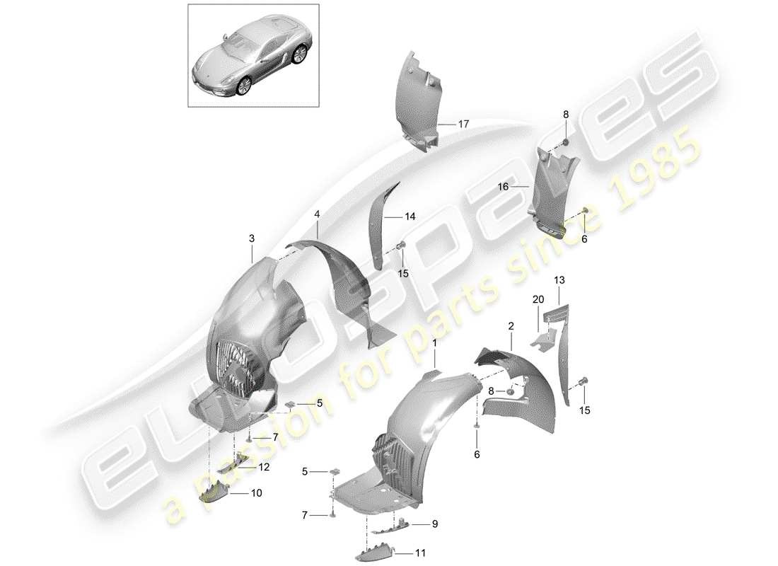 porsche cayman 981 (2014) trims part diagram
