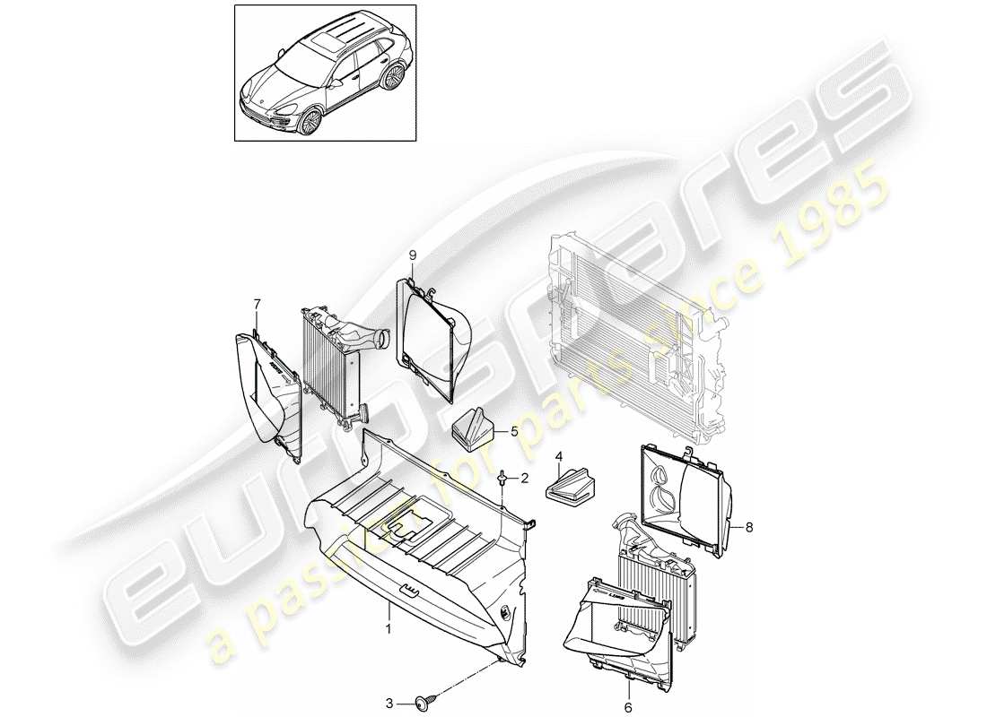 porsche 2012 (cayenne e2 92a) air duct part diagram