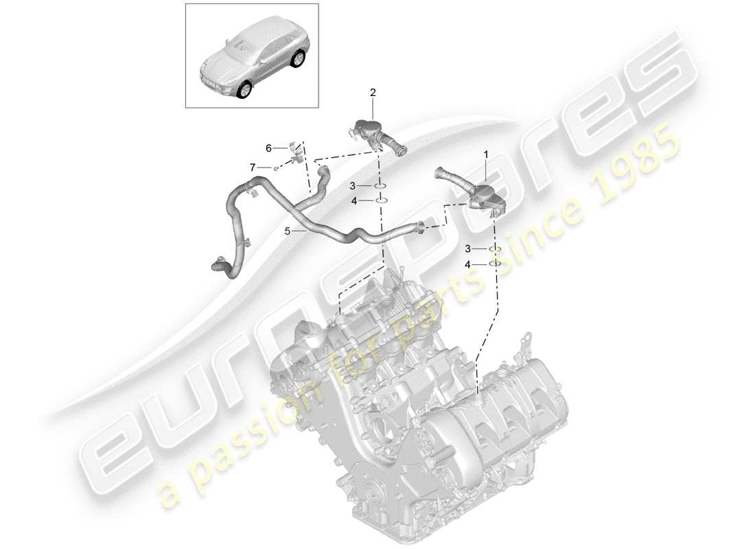 porsche 2017 (macan) crankcase breather part diagram