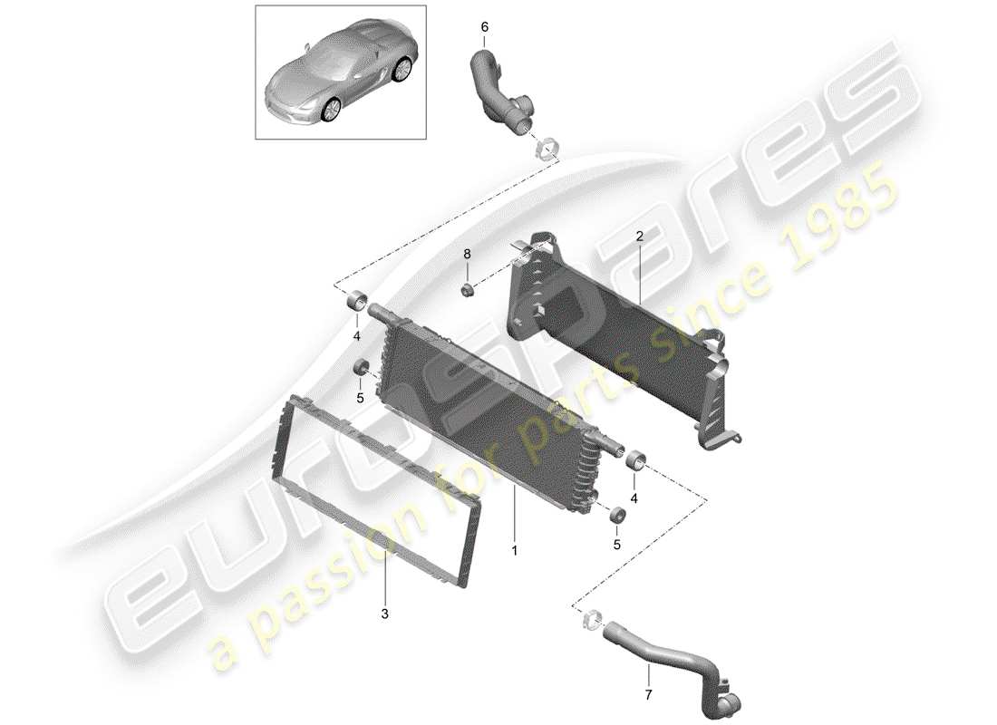 porsche 2016 (981 boxster spyder) radiator part diagram
