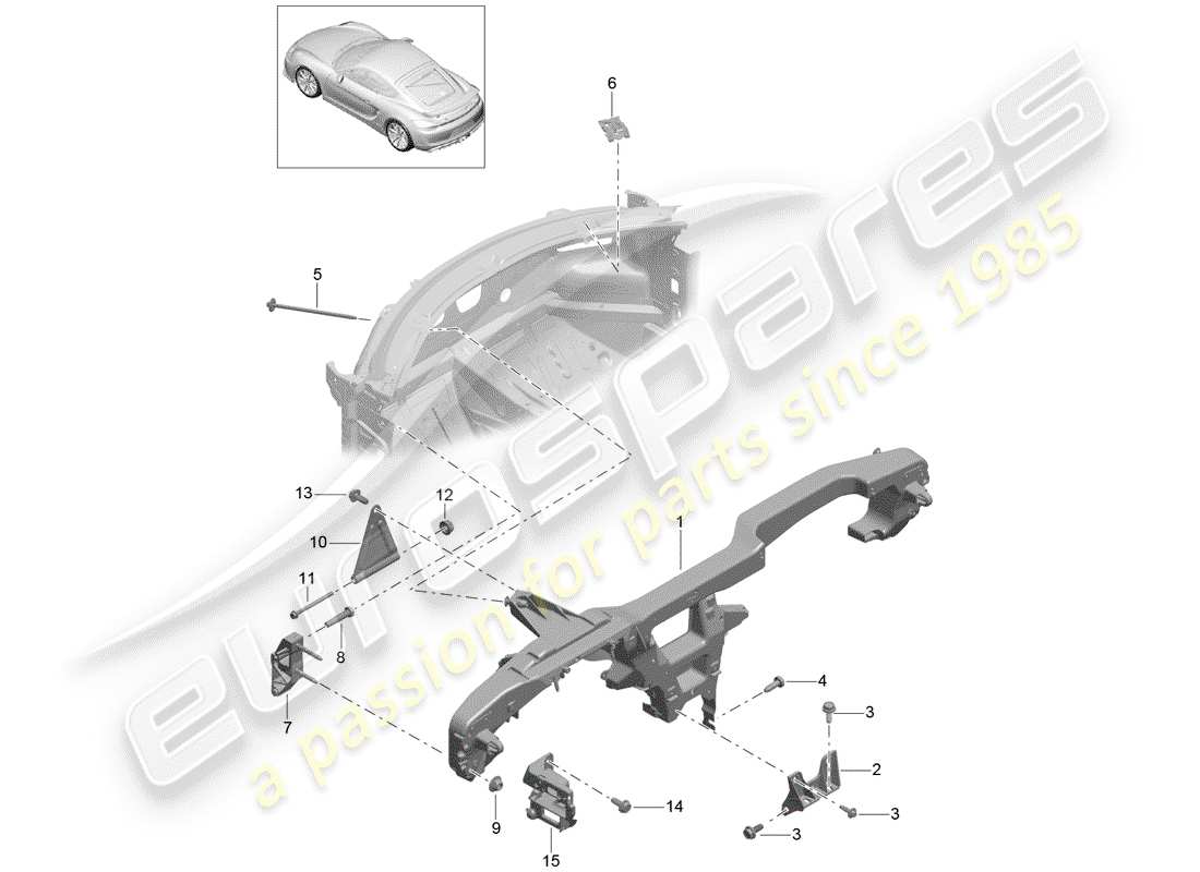 porsche 2016 (981 cayman gt4) retaining frame part diagram