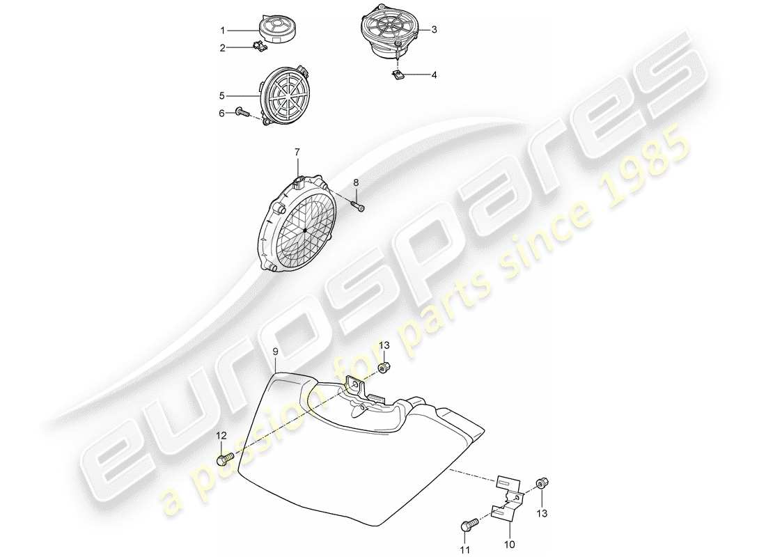 porsche 2007 (987 cayman) loudspeaker part diagram