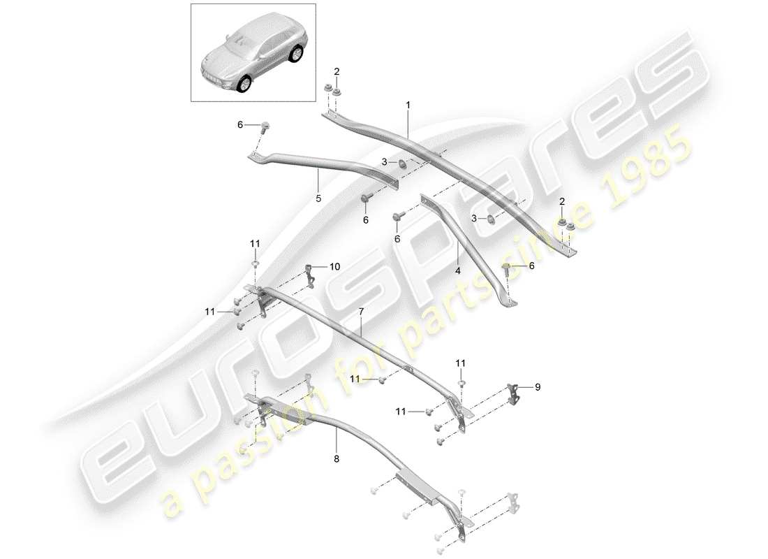 porsche 2017 (macan) cross support part diagram