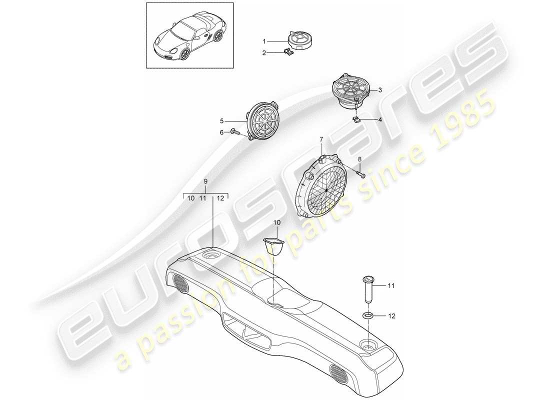 porsche 2012 (987 boxster) loudspeaker part diagram