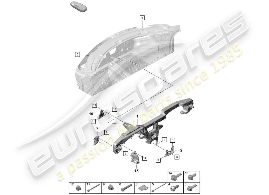 porsche 2020 (718 boxster spyder) retaining frame parts diagram