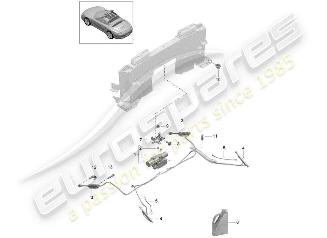 porsche 991 (2013) convertible top part diagram