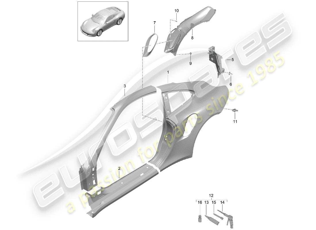 porsche 2017 (991-2 turbo) side panel part diagram